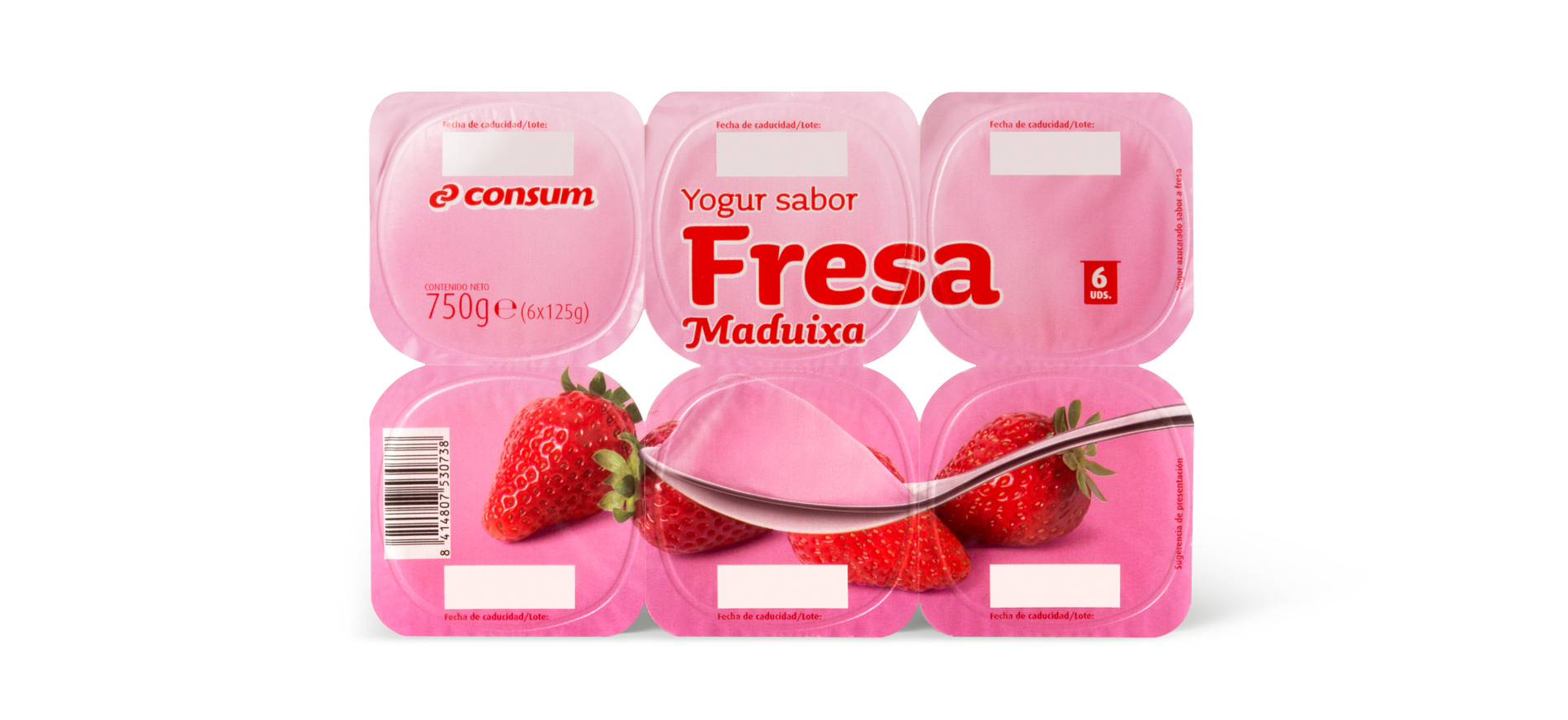 Diseño del Packaging de Yogures Sabores de Supermercados Consum por Puigdemont Roca Design Agency